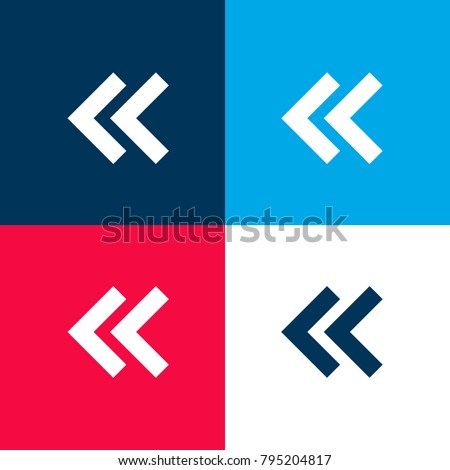 Rewind double arrows angles four color material and minimal icon logo set in red and blue