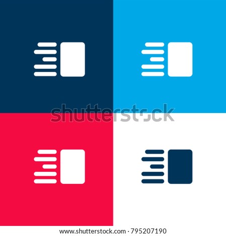 Design distribution of elements of an article four color material and minimal icon logo set in red and blue