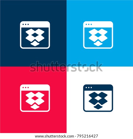 Browser four color material and minimal icon logo set in red and blue