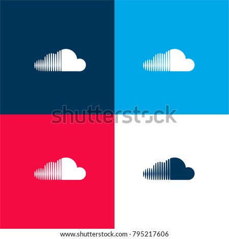 Soundcloud logo four color material and minimal icon logo set in red and blue