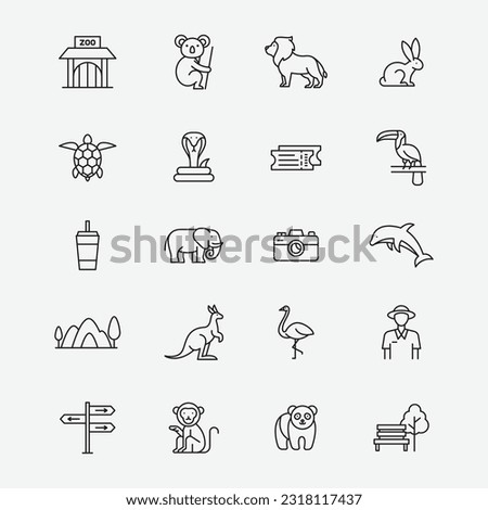 Zoo Icon Set Collection, Editable Simple Design, Simple Illustration Elements