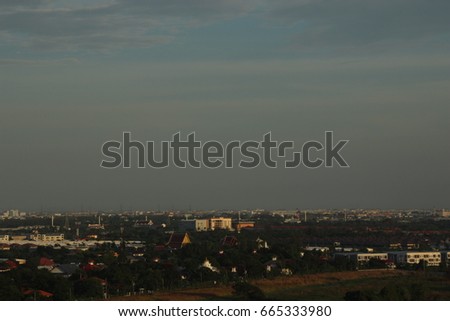 Dark Blue Cloud With White Light Sky Background And City Light