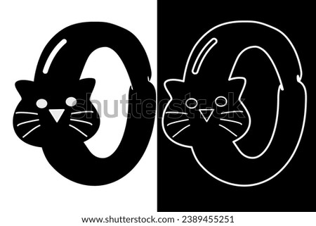 letter O and cat alphabet vector design for icon, symbol or logo. O initial logo. suitable for pet shop logo