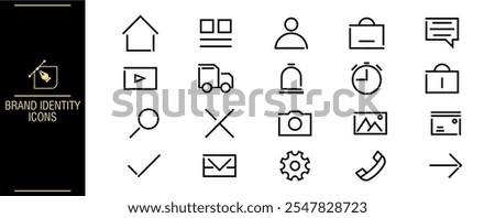 Collection simple icons of web and mobile. Contains such icons as camera, mail, envelope, clock, briefcase and more,Outline Line User Interface Ui Icons