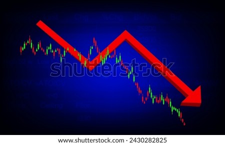 red arrow down with candlestick chart Stock Market Finance Technology vector illustration