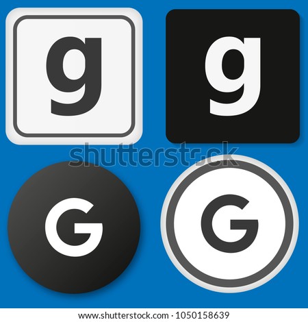 Set google logo  in a circle and a square on a white and black background. google+