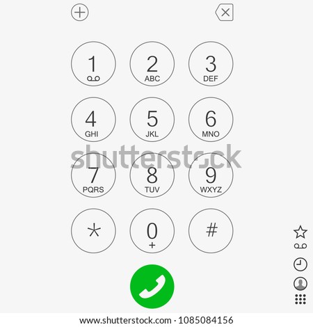 phone Keypad with numbers and letters for phone. User interface keypad for smartphone. Keyboard template in touchscreen device. Vector illustration EPS 10.