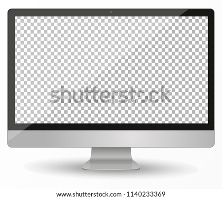 desktop pc vector mocup. monitor display with blank screen isolated on transparent background. Vector