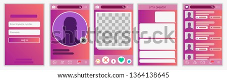 Mobile Dating App UI and UX Alternative Trendy Concept Vector Mockup in Light Color Theme on Frameless Smart Phone Screen Isolated on White Background. Social Network Design Template