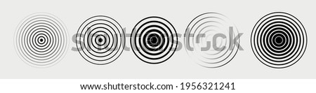 Black rings sound waves set. Circle element. Radar and radio signal. Vector sound abstraction wave. Circle ripples.