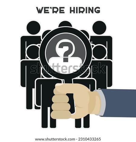 We are hiring with magnifier illustration, We are hiring, join our team illustration