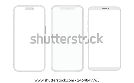 smartphone mockup in clay, outline, flat style screen. mobile phone vector. phone mock up Isolated on White Background. Vector illustration