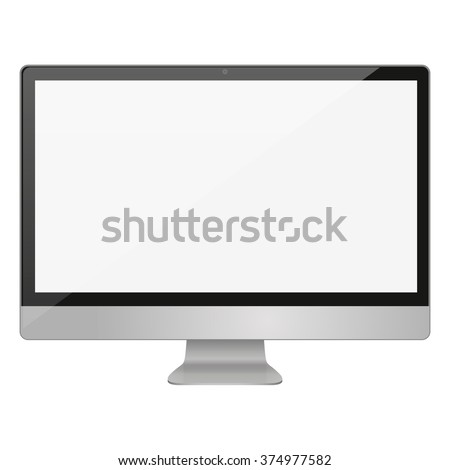 Computer  display with blank white screen isolated on a gray background