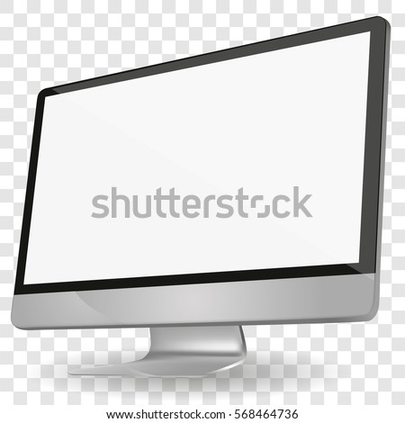 Computer display with blank white screen isolated on a transparent background