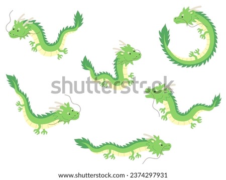 Dragon vector illustration set. Year of the Dragon, New Year's cards, 2024 New Year materials
