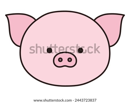 Vector illustration of cute pig face. Icon, animal