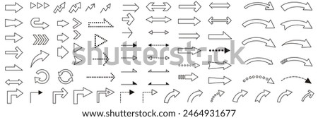 Vector illustration set of arrows. Yajirushi, line, line drawing, icon, simple