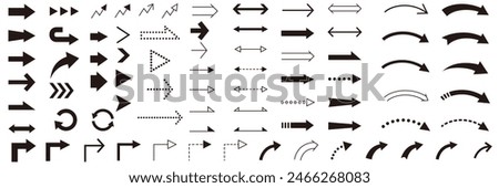 Vector illustration set of arrows. Yajirushi, line, line drawing, icon, simple