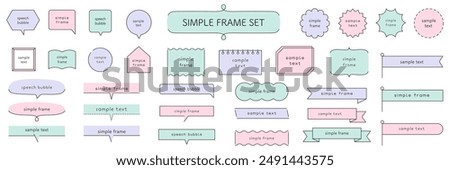 Vector illustration set of simple frames. Speech bubbles, borders, titles, headings, lines, banners