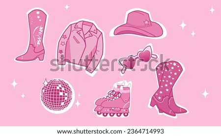 Cowgirl Dolly wardrobe vector set 