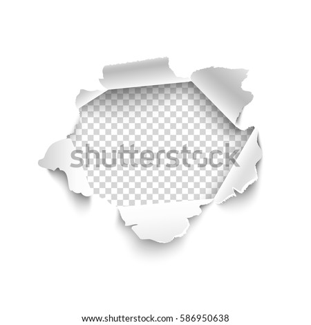 Hole in white paper. Vector illustration. Vector torn paper for scrapbook, web and print. 