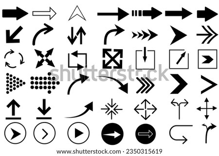 Arrows black set icons. Arrow icon. Arrow vector collection. Arrow. Cursor. Modern simple arrows. Vector illustration.