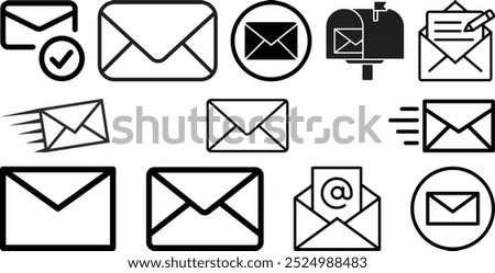 Email and mailbox icon set collection