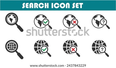 search icon set, simple design for graphic needs, accompanied by a magnifying glass, vector eps 10.