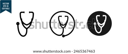 stethoscope set icon, simple black and white design, for medical data and knowledge needs, editable vector eps 10.