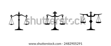 balance sheet silhouette, commemorating international day of justice, various simple designs, editable vector eps 10.