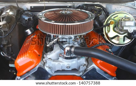 MATHEWS, VA- JUNE 01:1970 Chevy Chevelle SS 396 engine in the Annual: Vintage TV\'s \