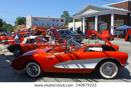 MATHEWS, VA- JUNE 01:A Corvette and other cars in the Annual: Vintage TV\'s \