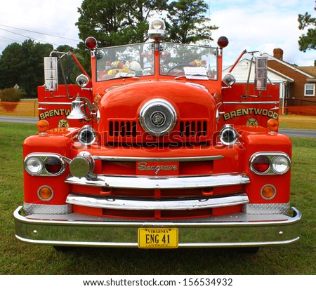 TOPPING, VA- SEPTEMBER 28: A 1967 Seagrave Fire Truck on display at the 18th Annual Wings, Wheels and Keels event at Hummel Air Field Topping Virginia on September 28, 2013