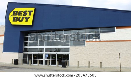 NEWPORT NEWS, VIRGINIA - JULY 3, 2014: Newport News VA Best Buy Store, Best Buy an American multinational consumer electronics corporation operating in the USA, Puerto Rico, Mexico, Canada,  and China