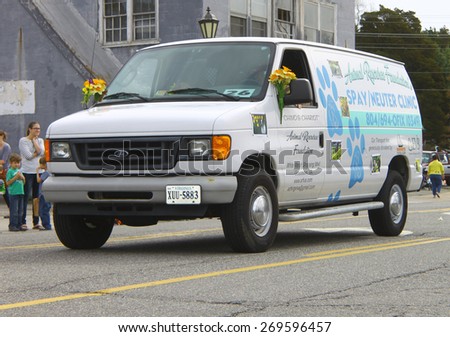 GLOUCESTER, VA - April 11, 2015: The animal resource foundation Spay/Neuter clinic at the 29th annual Daffodil fest and parade, The Daffodil fest and Parade is a regular event held each spring