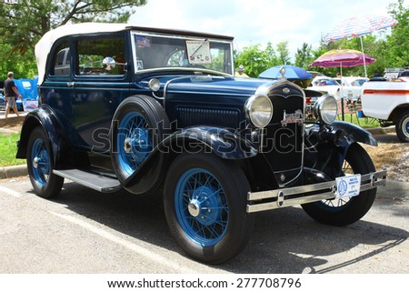 WILLIAMSBURG, VA - May 9, 2015: An old 1931 Ford A400 at the 6th Annual Project Lifesaver Car Show in Williamsburg Virginia on a summer day.