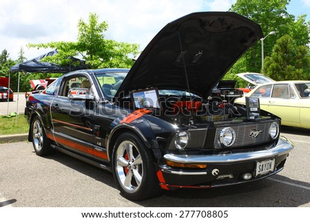 WILLIAMSBURG, VA - May 9, 2015: A 2008 Ford Mustang 4.0 at the 6th Annual Project Lifesaver Car Show in Williamsburg Virginia on a summer day.