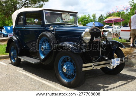 WILLIAMSBURG, VA - May 9, 2015: An old 1931 Ford A400 at the 6th Annual Project Lifesaver Car Show in Williamsburg Virginia on a summer day.