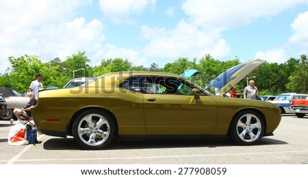 WILLIAMSBURG, VA - May 9, 2015: A 2000 model year Dodge Challenger at the 6th Annual Project Lifesaver Car Show in Williamsburg Virginia on a summer day.