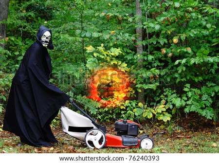The Grim Reaper performing the honeydew list with his ball of fire floating along wherever he goes