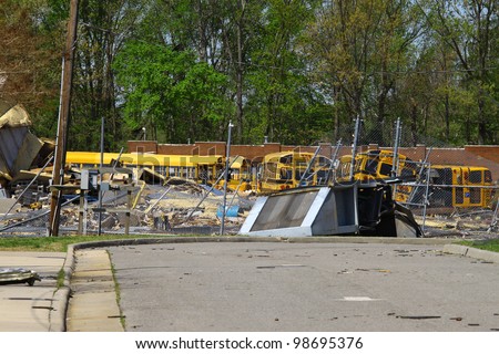 GLOUCESTER - APRIL 16: A Tornado hits the Page Middle School Bus garage in White Marsh April. 16, 2011 in Gloucester Virginia