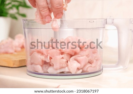 Similar – Image, Stock Photo Bowl of cut chicken broccoli macaroni and cheese