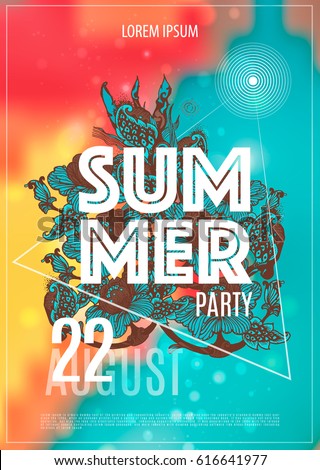 Vector summer party poster background. Summer party.