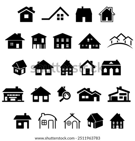 Web home icon set for websites and apps. Simple house symbol. Flat real estate sign. House icon Vector illustration.