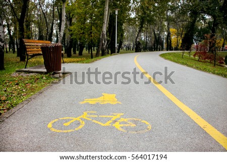 Similar – Foto Bild Hinweis Zeichen Radweg auf Straße