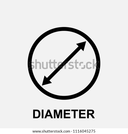 Diameter icon, flat isolated icon with diameter symbol and text, vector illustration.