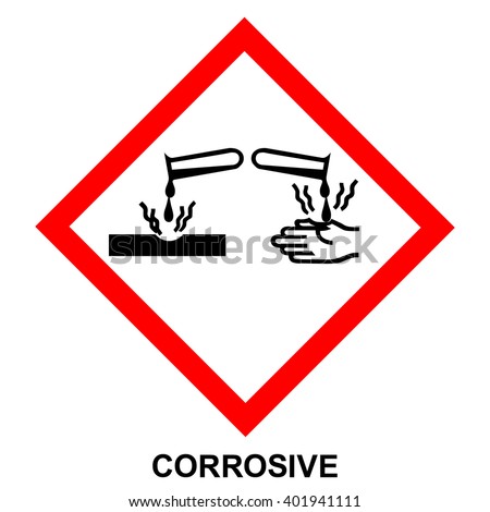 GHS05 hazard pictogram - CORROSIVE , hazard warning sign CORROSIVE , isolated vector illustration