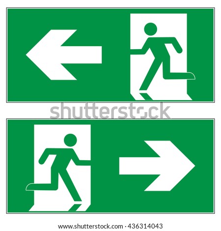 Emergency exit left , Emergency exit right , escape route signs , vector illustration