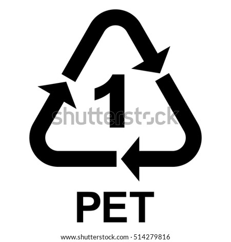 Plastic recycle symbol PET 1, Plastic recycling code PET 1, vector illustration.