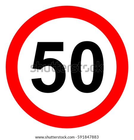 Speed limit traffic sign 50, vector illustration.